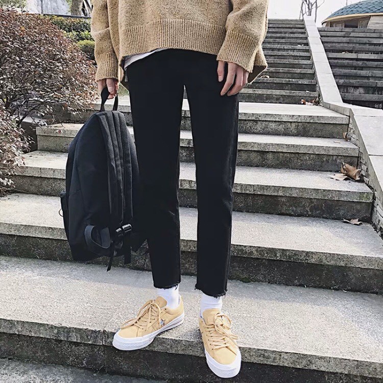 Quần Jeans Nam Đen Trơn Vải Co Giãn, Không Phai Màu Dáng Skinny Phong Cách Hàn Quốc -J01 - Hàng nhập k
