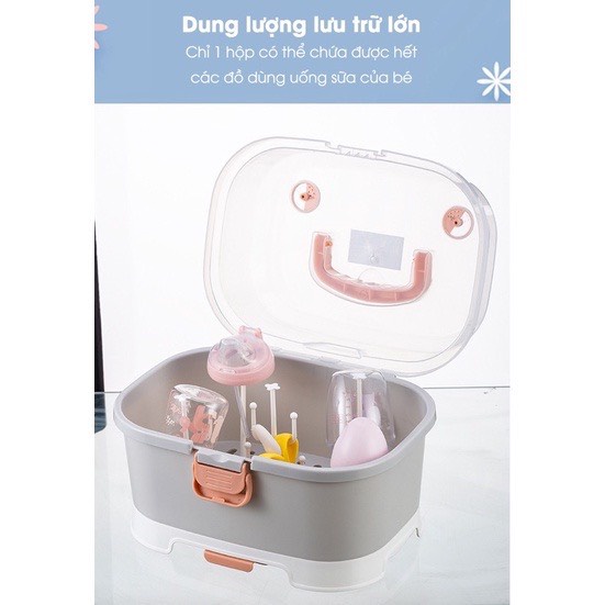 Giá úp bình sữa cao cấp cho bé Jupin , có nắp đây, van thoát khí hàng chính hãng