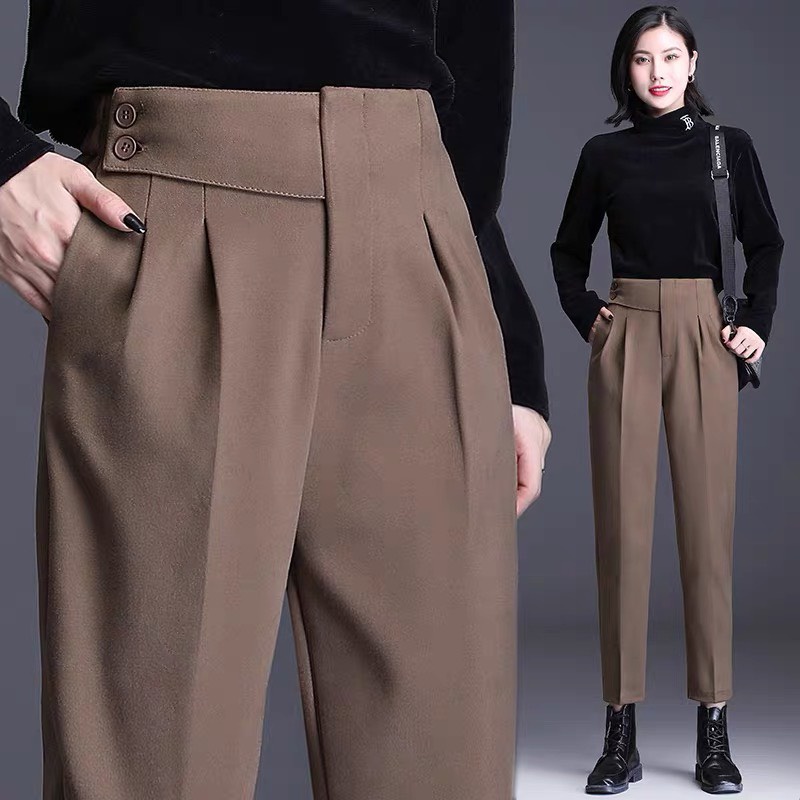 Quần Baggy Cạp Cao 2 Cúc Lệch lưng chun Siêu Đẹp