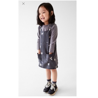 Đầm yếm jean xuất dư xịn bé gái in hình voi jumbo yếm hai dây điều chỉnh được jean mềm