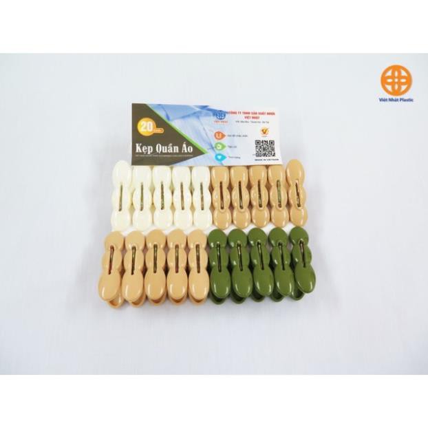 [HANG HOT] Set 20 chiếc kẹp quần áo, kẹp phơi đồ nhựa Việt Nhật