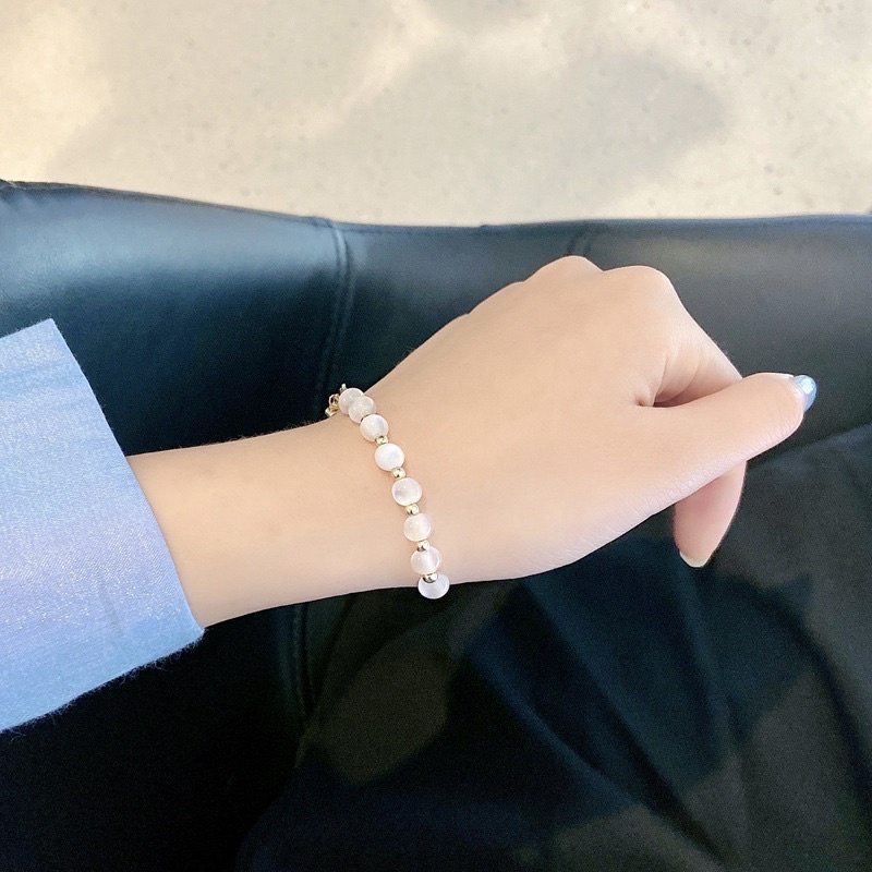 Lắc tay nữ, vòng tay nữ tiểu thư hạt ngọc phối trái tim phong cách Hàn quốc