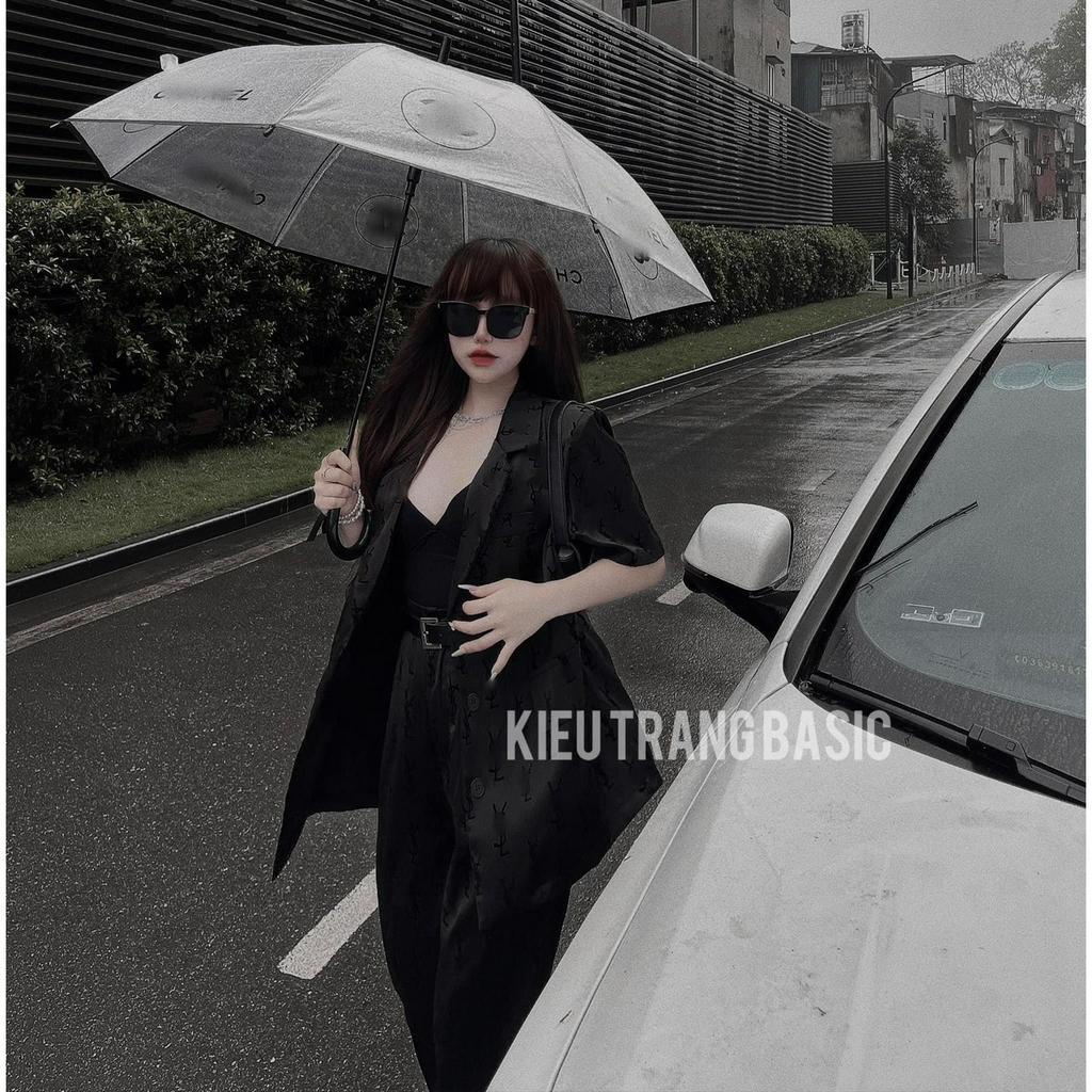 SET VEST ĐEN 3 MÓN CHỮ: ÁO VEST TAY NGẮN ĐEN + ÁO LÓT 2 DÂY + QUẦN SUÔNG CHỮ (TH)