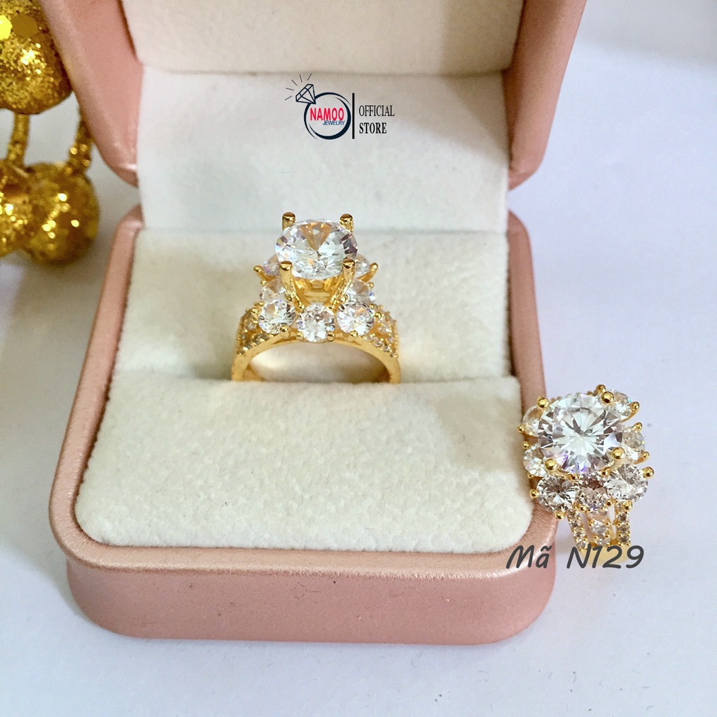 Nhẫn Nữ Đính Đá N129 Bản Hoa Ổ Cao