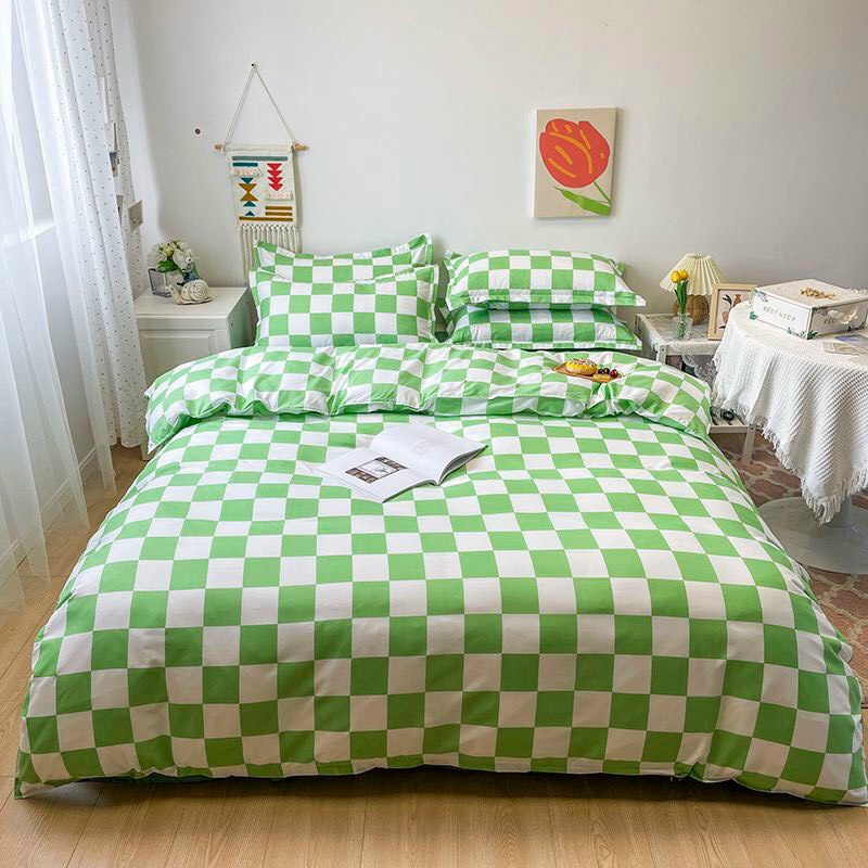 [Ảnh Thật- Video kèm Feedback]Bộ 4 Món Chăn Ga Gối Cotton 80%Basic Caro Checkerboard Cá Tính Size m6/m8/2m2- Napbedding | BigBuy360 - bigbuy360.vn