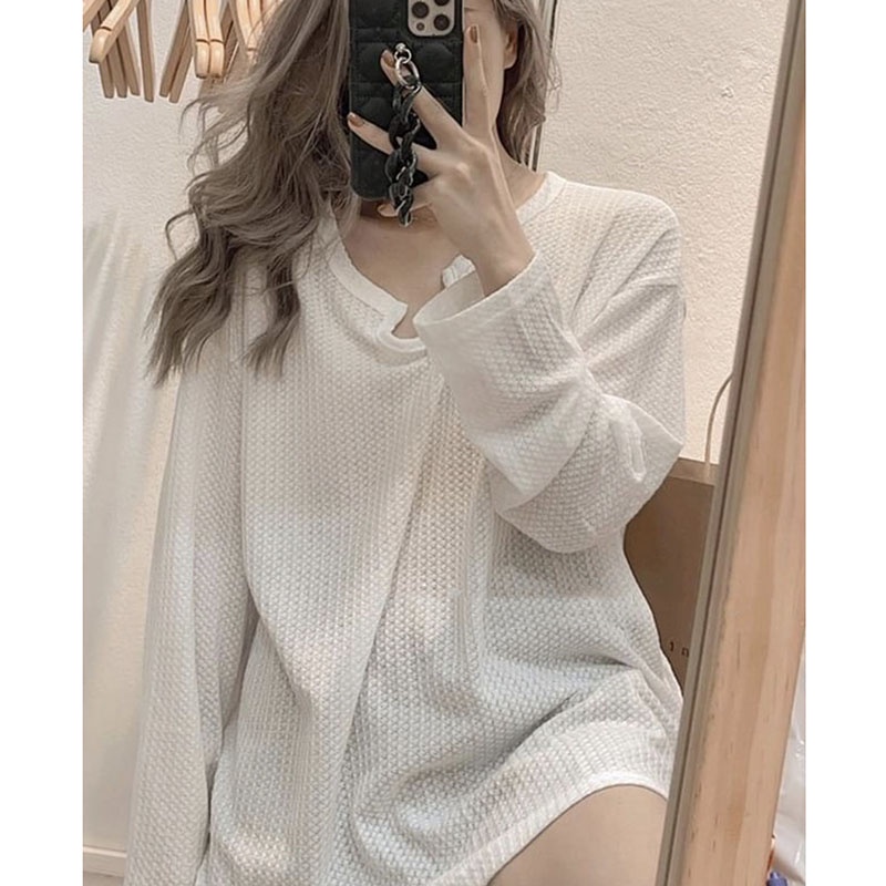 Áo Thun Len Cổ Khoét Dài Tay Siêu Xinh M0153-Violet
