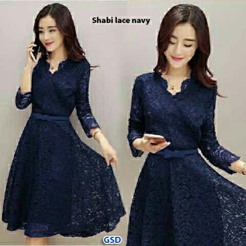 Đầm Maxi hai dây phối ren gợi cảm cho nữ - màu xanh Navy 77ALZ