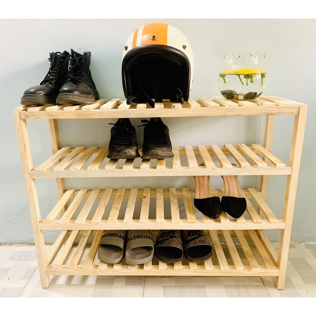 Kệ Giày Gỗ 4 Tầng WOODEN HOUSE, Size 80 Cm. Cứng cáp chịu lực 20kg