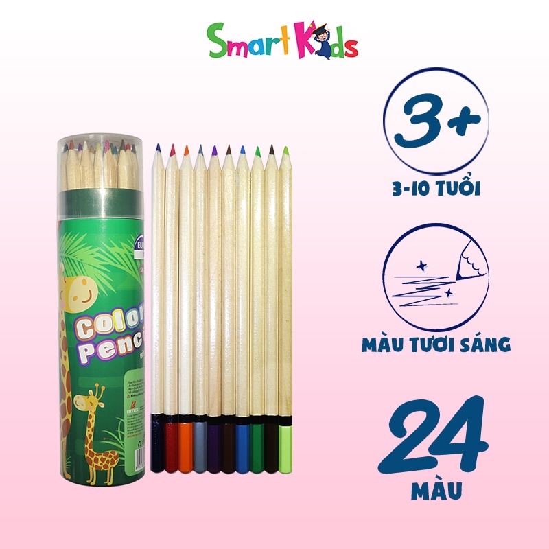Bút Chì Màu Hộp Giấy Tròn Smart Kids SK-CP2001 - 12 Màu/ CP2002 - 24 Màu