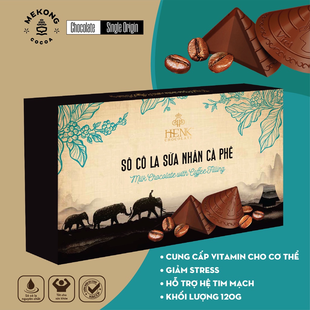 Socola Sữa HENK Nhân Cafe Thơm Ngon Có Hương Vị Ngọt Béo Tan Ngay Trong Miệng Thanh 120g