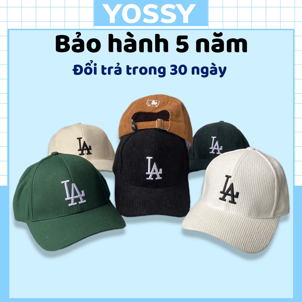 Mũ lưỡi trai LA chất nhung tăm cao cấp phong cách Hàn Quốc - Nón kết nam nữ Yossy