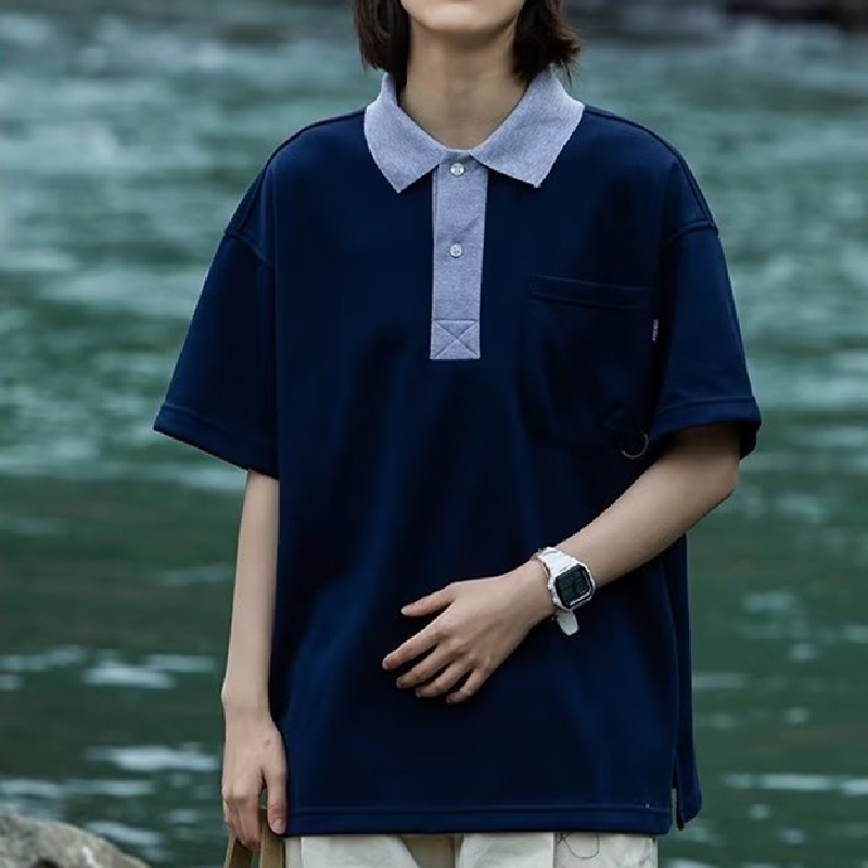 Áo Thun polo Ngắn Tay Dáng Rộng Thoáng Khí Phong Cách Đường Phố Nhật Bản Thời Trang Mùa Hè Cho Nam