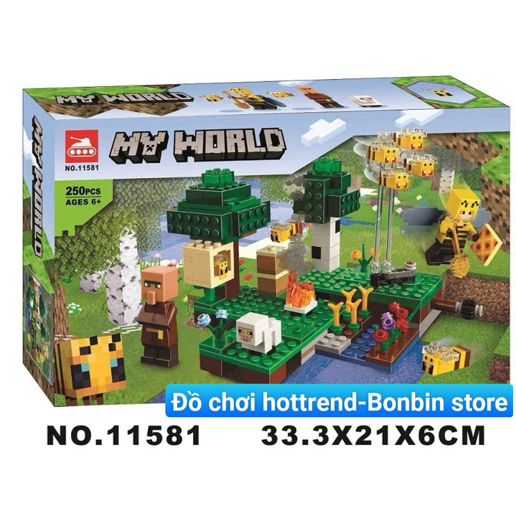 Đồ chơi lego lắp rắp mô  hình trang trại mật ong My World No.11581 với 250 pcs