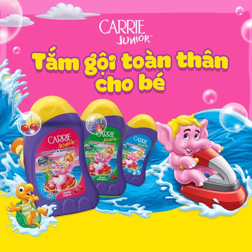 Sữa Tắm Gội Toàn Thân Carrie Junior Grapeberry 280g (đủ 3 hương)