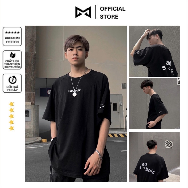 Áo thun tay lỡ Sadboiz mặt buồn Signature unisex form rộng vải cotton co dãn - áo thun nam nữ freestyle GTM Store