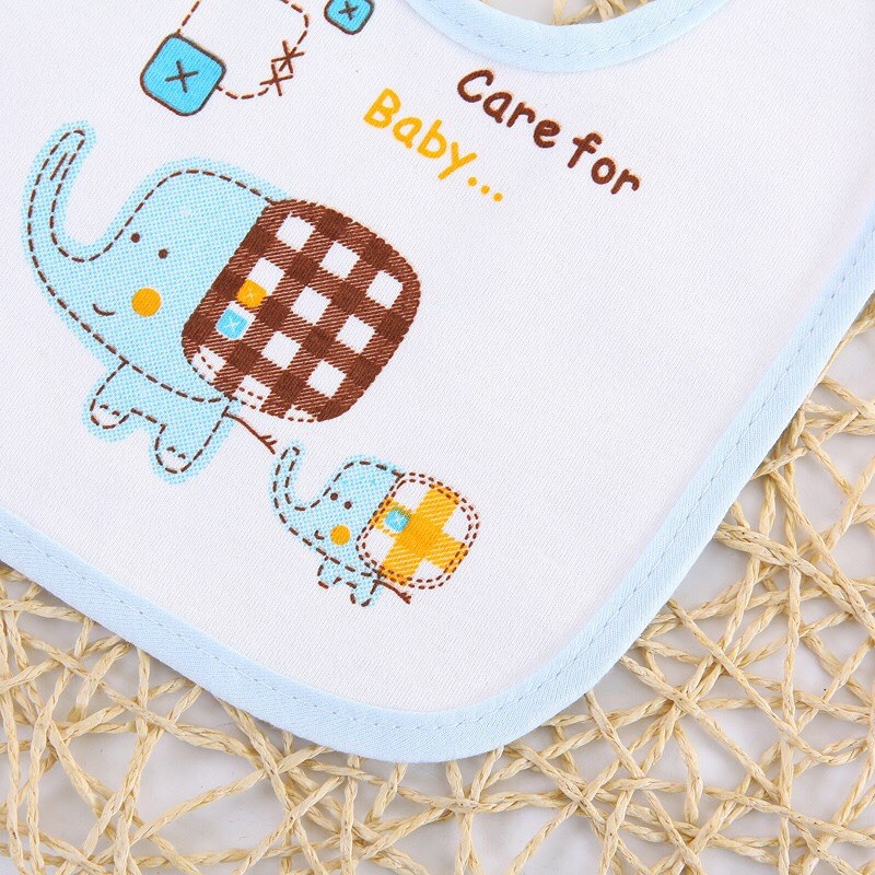Yếm cho bé gái trai Yếm ăn dặm con voi cotton hình dễ thương chống vãi chảy dãi chống thấm 2X MART