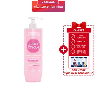 Nước hoa hồng Evoluderm Lotion Tonique dưỡng ẩm và làm sạch da dành cho da nhạy cảm 500ml