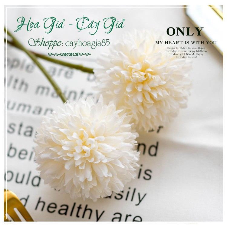Hoa giả - Hoa Bồ Công Anh Vải lụa cành cao 29cm