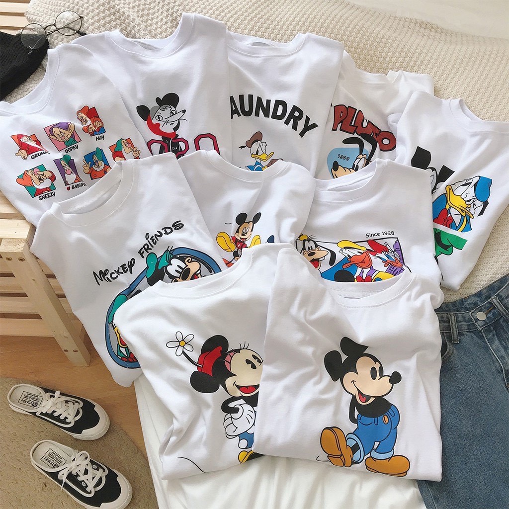 Combo 3 áo phông mickey  Áo cotton in hình chuột Mickey cho bé trai bé gái  Quần áo trẻ em