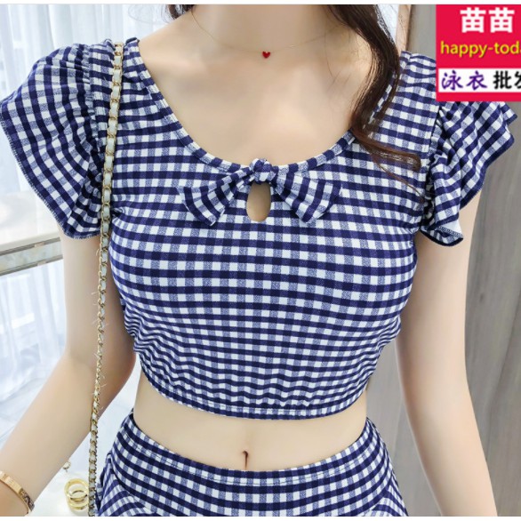 CÓ SẴN Set bikini kẻ caro dáng váy cực xinh | BigBuy360 - bigbuy360.vn