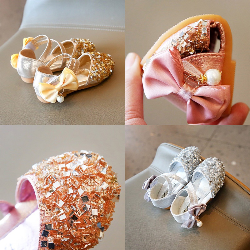 Xăng đan Công Chúa Gắn Nơ Dễ Thương Cho Bé Gái Tập Nhảy