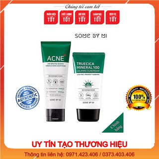 Bộ dưỡng da sữa rửa mặt và kem chống nắng da dầu da mụn Some By Mi Auth Hàn Quốc