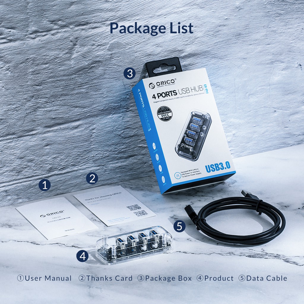 Bộ chuyển đổi ORICO F4U-U3 4 cổng / 7 cổng Usb 3.0 5gbps tốc độ cao tiện lợi dễ dùng