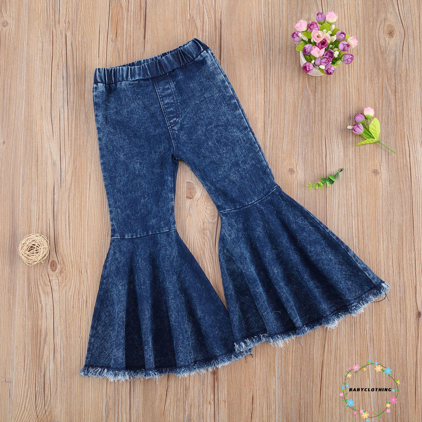 Quần Jeans Dài Ống Loe Thời Trang Cho Bé Gái