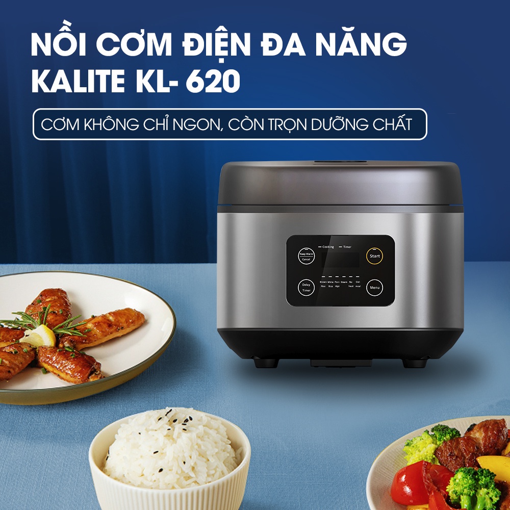 [Mã ELHADEV giảm 4% đơn 300K] Nồi cơm điện tử đa năng Kalite KL 620 dung tích 1.8L nấu cơm tiết kiệm điện