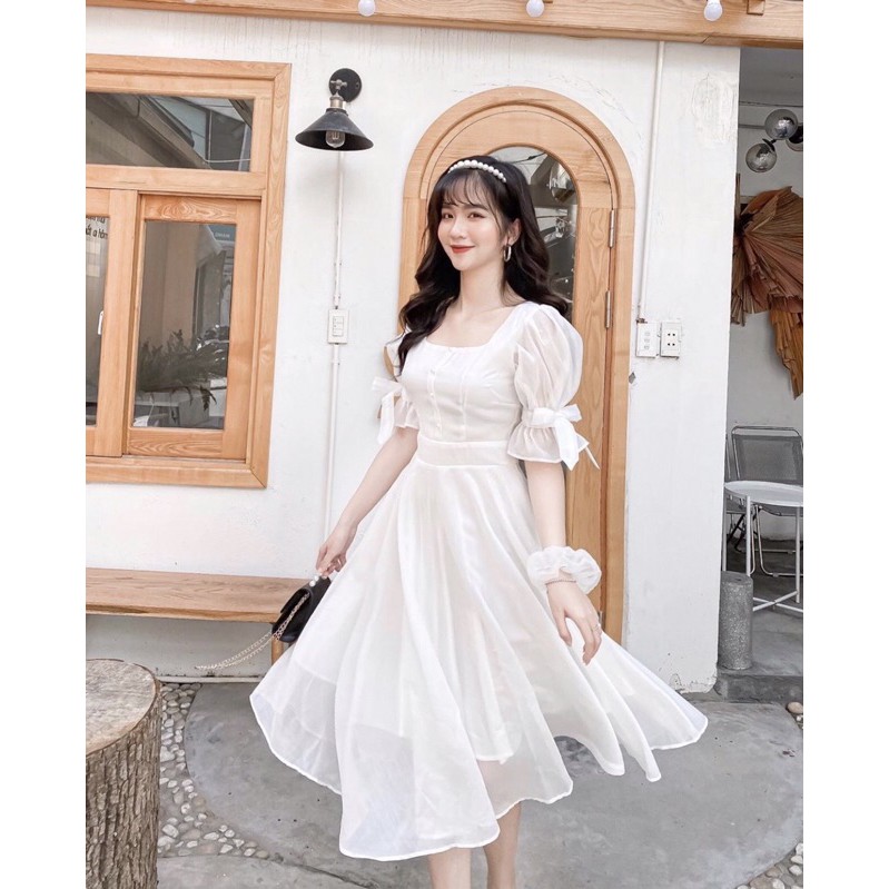 Đầm dự tiệc Blapink thiết kế cổ vuông tay nơ- KIKA DRESS T187