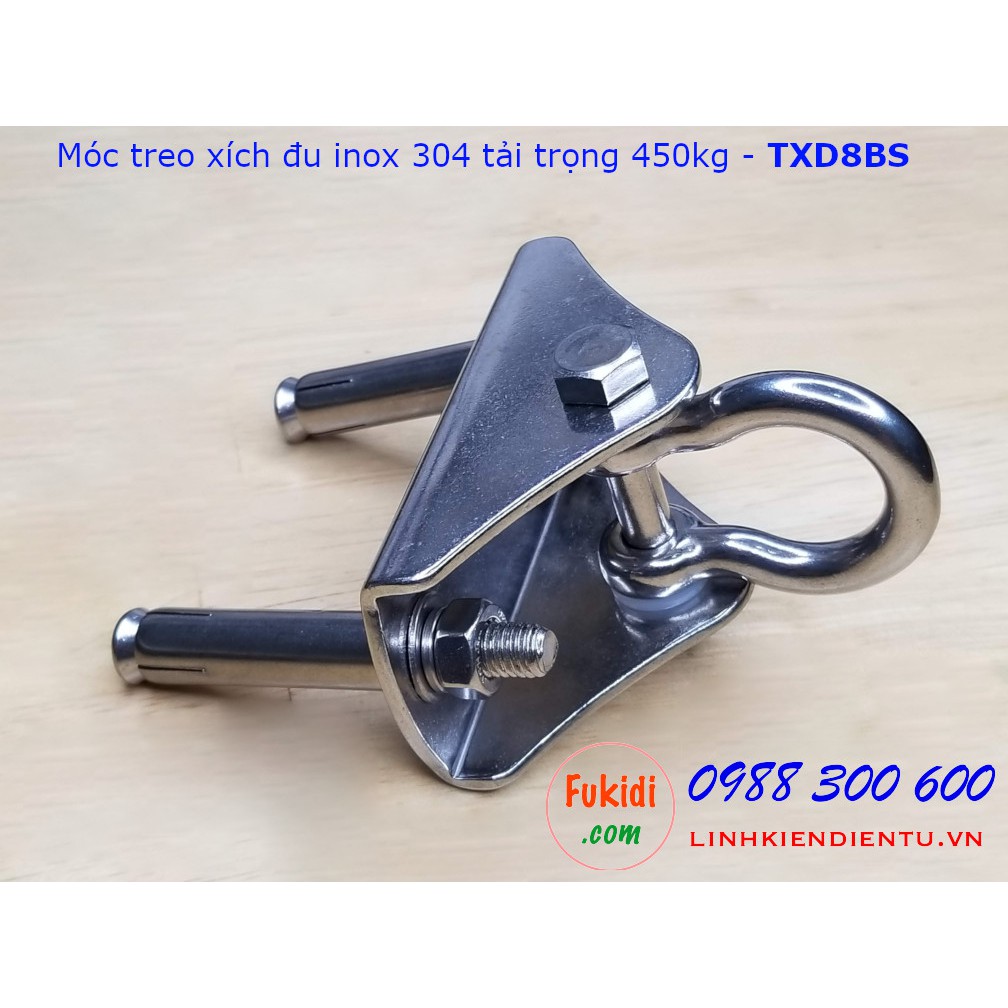 Móc treo xích đu, ghế đu, treo võng, tải 450kg inox 304 size M8 - TXD8BS