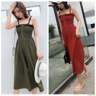 Jumpsuit hai dây quần ống rộng thời trang cho nữ