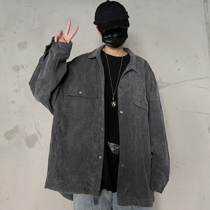 áo sơ mi nam form rộng thời trang ulzzang hàn quốc, Áo sơ mi nam khoác ngoài unisex nhung tăm học sinh đi chơi đi học