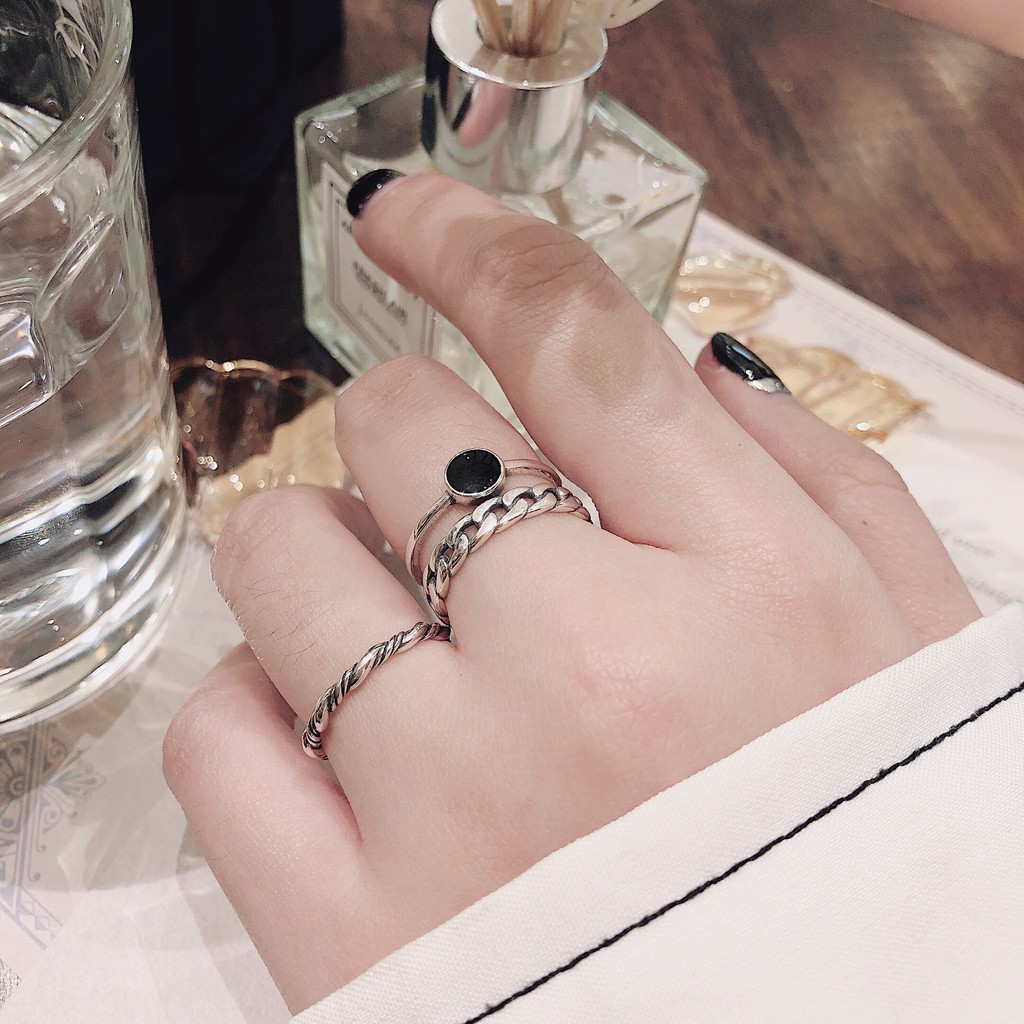 Nhẫn bạc S925_Nhẫn dây xoắn họa tiết vây cá - Bản mảnh và bé