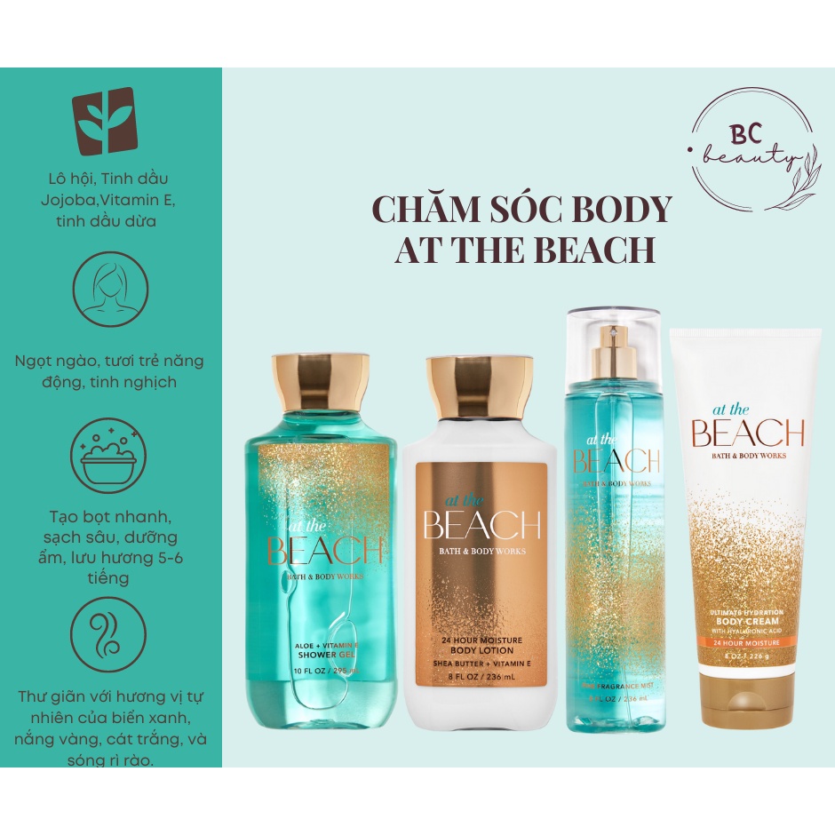 Trọn Bộ Bath And Body Works Hương At The Beach | Sữa Tắm Hương Nước Hoa, Xịt Thơm Body, Kem Dưỡng Ẩm Nhập Khẩu USA 100%