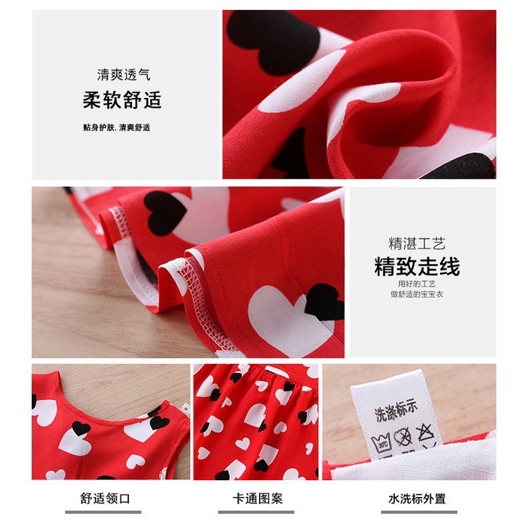 66-130CM Đầm Công Chúa Hai Dây Một Kích Thước Thoáng Khí Thoải Mái In Họa Tiết Phong Cách Hàn Quốc Cho Bé Gái 1-8 Tuổi