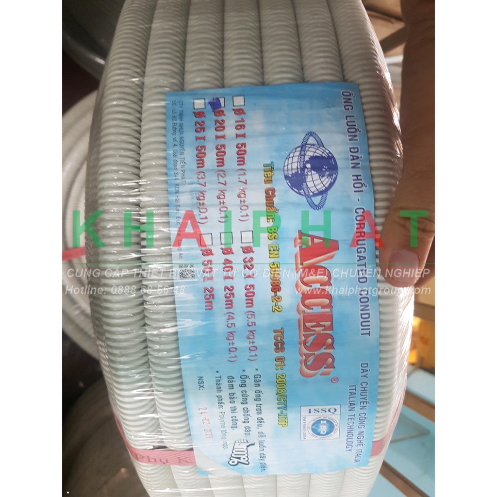 ỐNG RUỘT GÀ PHI 20 D20, ỐNG GEN PHI 20 D20, ÔNG LUỒN ĐÀN HỒI, ỐNG LUỒN DÂY ĐIỆN ÂM TƯỜNG TIẾN PHÁT ACCESS L1 - KHẢI PHÁT