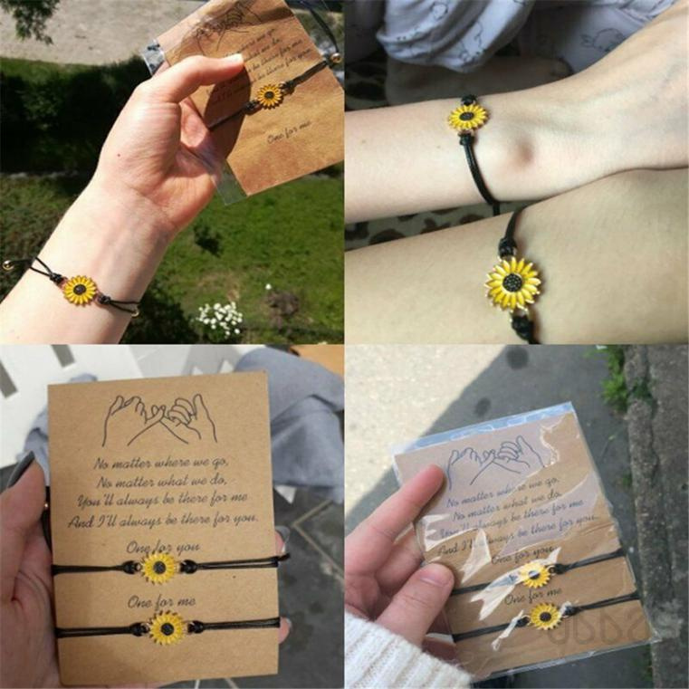 Hướng dương Daisy Vòng đeo tay dệt Vòng tay thẻ tình bạn cho những yêu người thích Trang sức thời trang 476