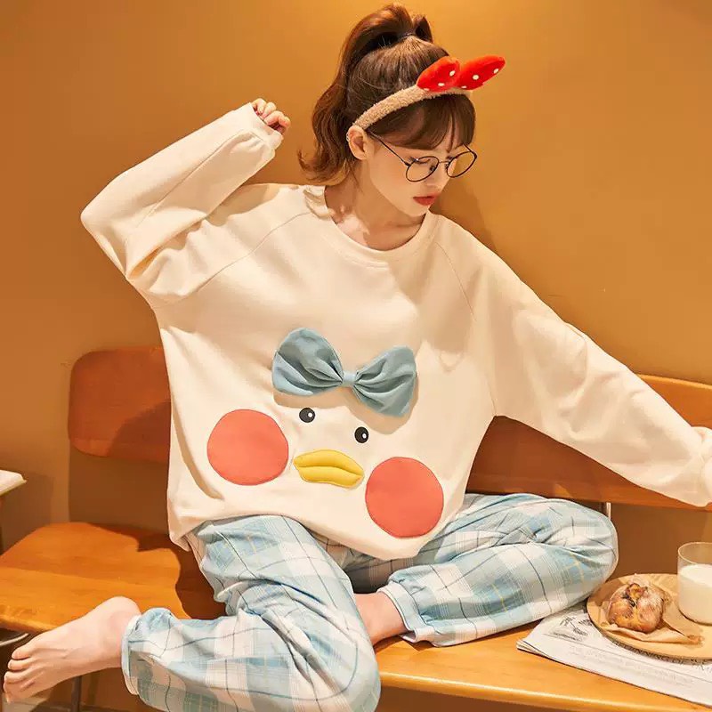 Bộ Cotton Thu Đông Nữ Chất Cotton Dày Dặn Hình In 3D Sắc Nét Hàng Đẹp QCCC