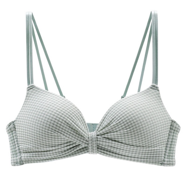 Bộ Đồ Lót Nhún Nơ Phối Kẻ Không Gọng Siêu Xinh | BigBuy360 - bigbuy360.vn