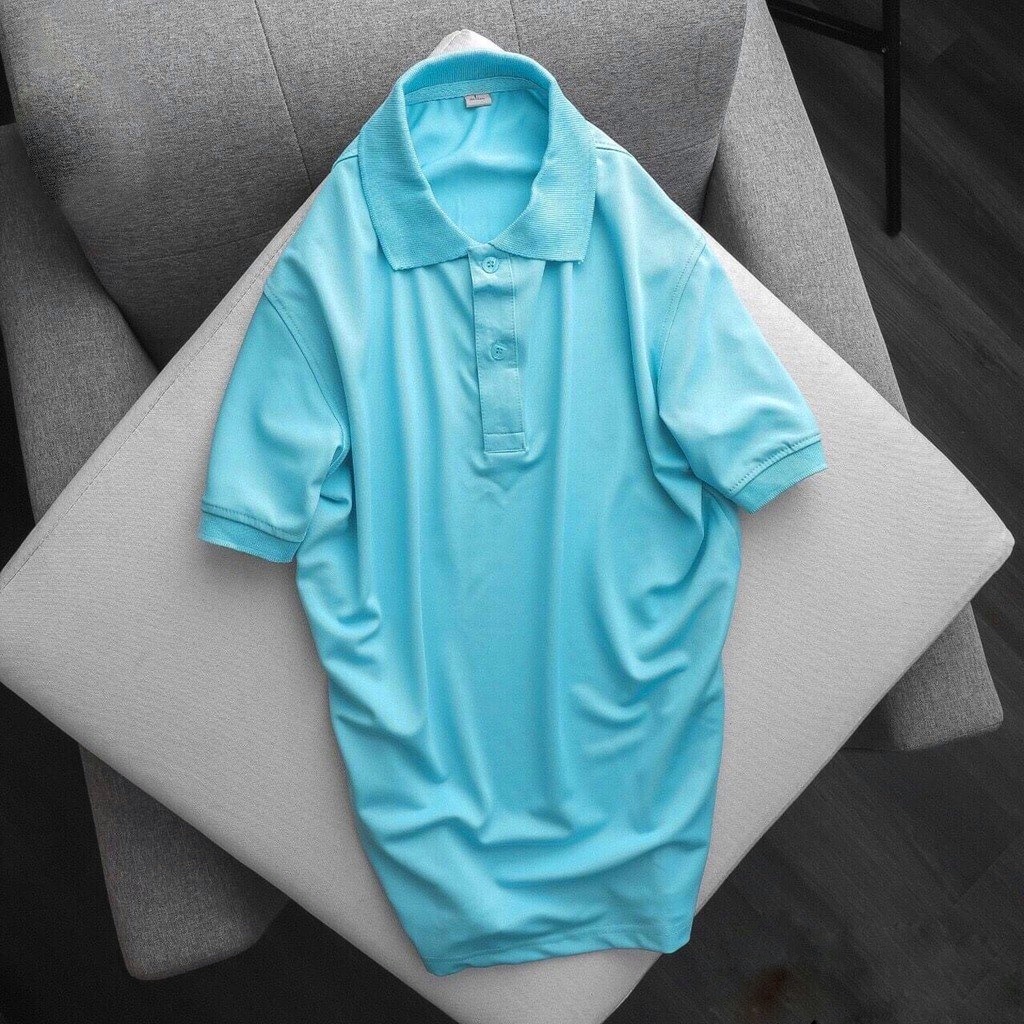 Áo thun polo nam nữ cổ bẻ HUTA PT016 màu xanh thiên thanh vải cá sấu 4 chiều, ngắn tay