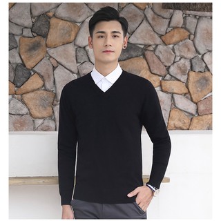 Áo len nam cổ tim chất len dệt kim