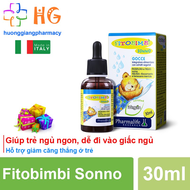 Fitobimbi Sonno, Thảo dược giúp bé ngủ ngon, ngủ sâu giấc, giảm căng thẳng thần kinh ở trẻ, bổ sung vitamin cho trẻ