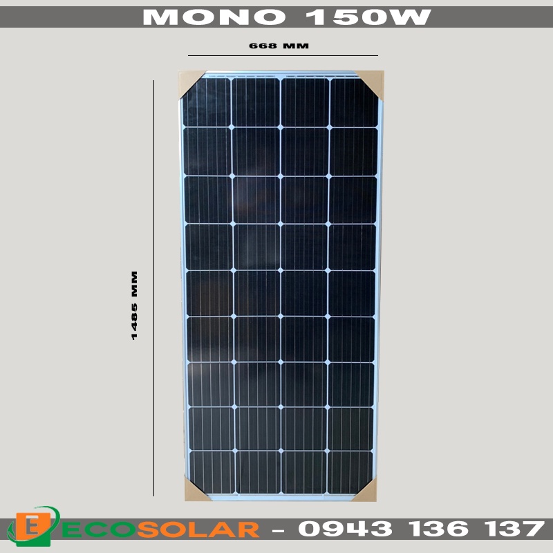 Pin năng lượng mặt trời mono 150w - tặng 1 cặp mc4 đơn+đks 30a lcd