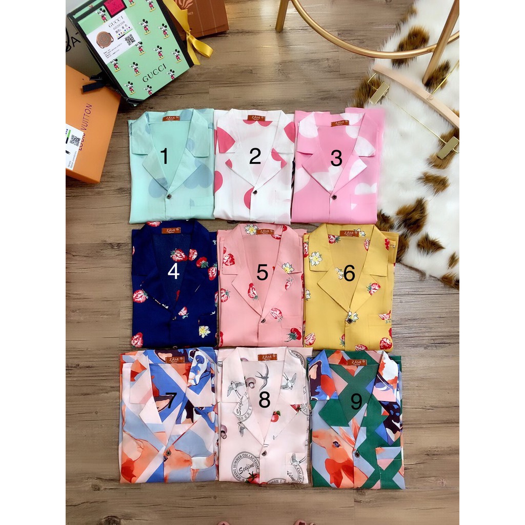 Bộ ngủ pijama lụa phối cổ chất đẹp | BigBuy360 - bigbuy360.vn