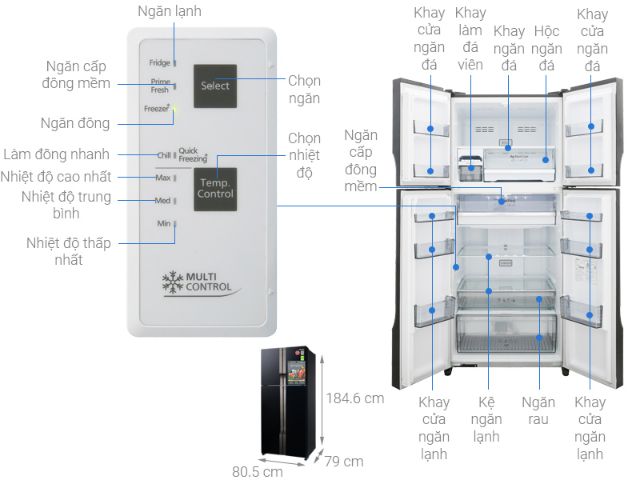 Tủ lạnh Panasonic inverter 550 lít NR-DZ600GKVN.  NEW