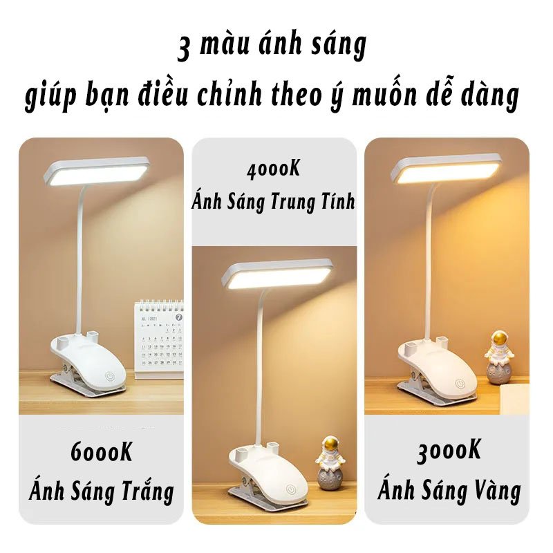 Đèn Học, Đèn Kẹp Bàn Học Bảo Vệ Mắt Chống Loá Sạc Tích Điện Sun.z