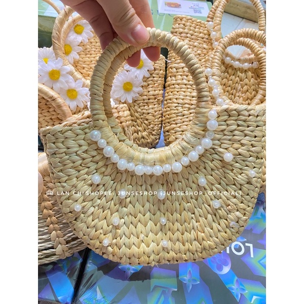 Túi xách cói đi biển, làn cói thời trang đa dạng xinh xỉu