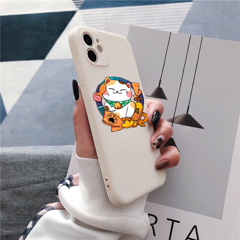 Ốp Lưng Iphone Cạnh Vuông Hình Mèo Lộc, BVC , Iphone5/5s/6/6plus/6s/6splus/7/7plus/8/8plus/x/xr/xs/11/12/pro/ma-sencase