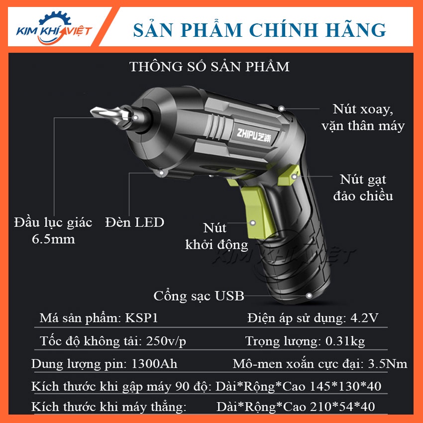 Tua vít điện cầm tay shipu. Sửu dụng pin không dây